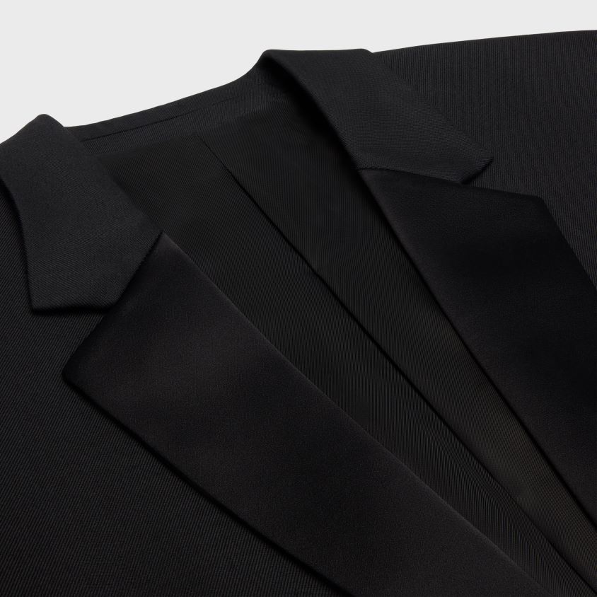 mulheres vestuário CELINE jaqueta tommy em gabardine de lã ultra preto T204R571