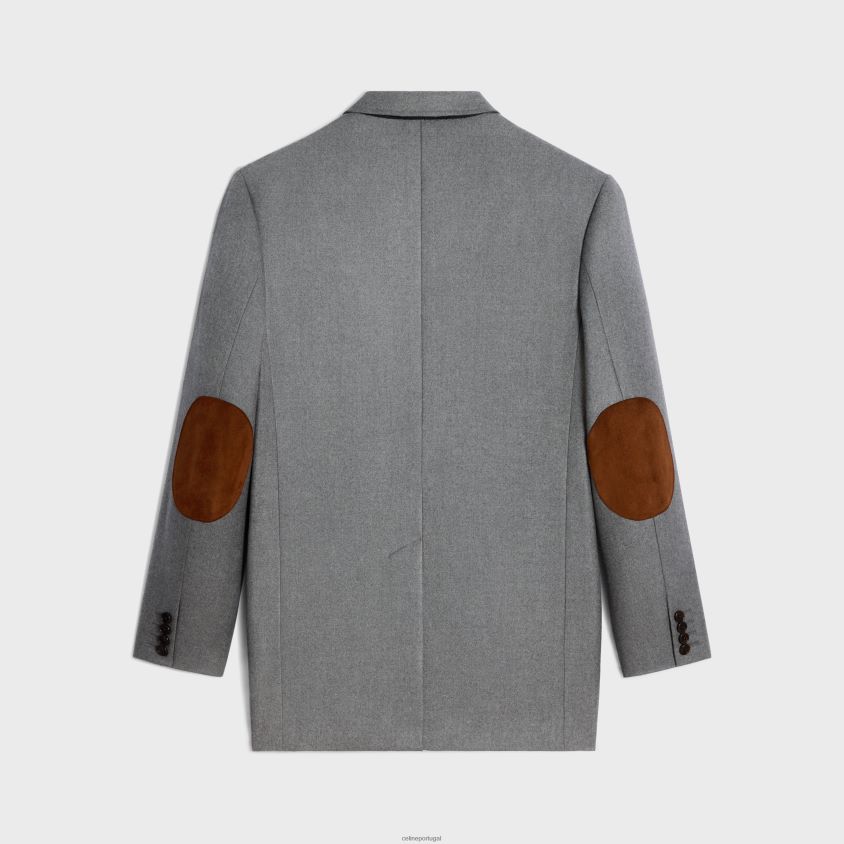 mulheres vestuário CELINE jaqueta tommy flanela cashmere cinza melange T204R575