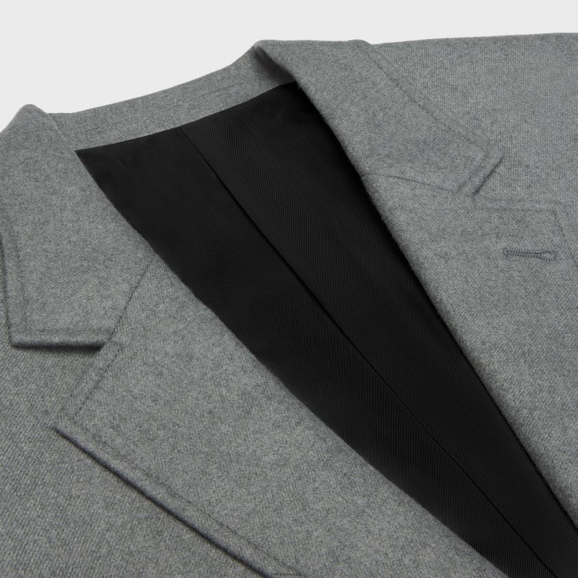 mulheres vestuário CELINE jaqueta tommy flanela cashmere cinza melange T204R575