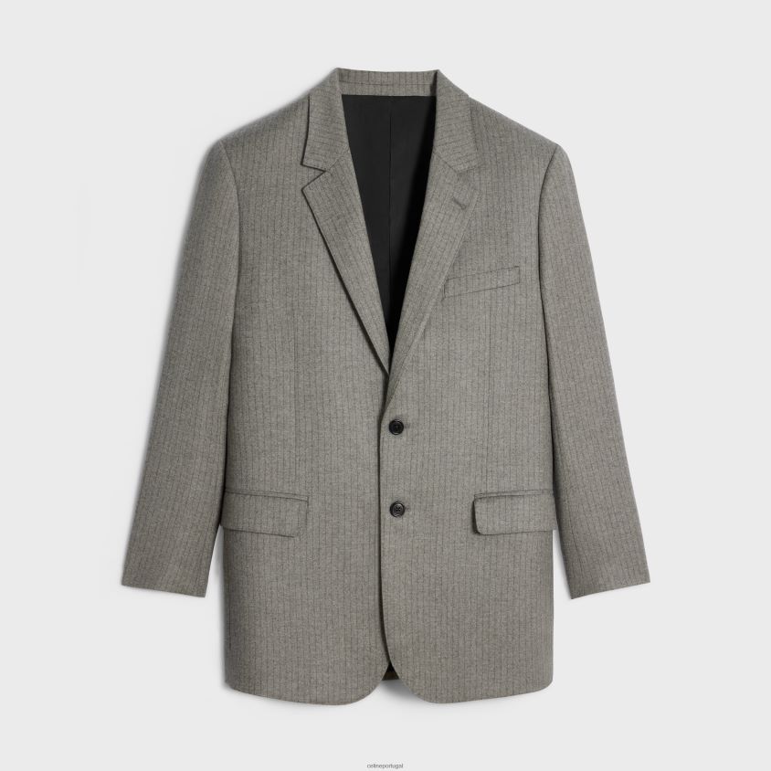 mulheres vestuário CELINE jaqueta tommy flanela listrada betão/antracite T204R574