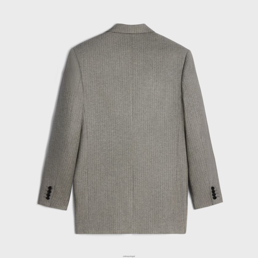 mulheres vestuário CELINE jaqueta tommy flanela listrada betão/antracite T204R574