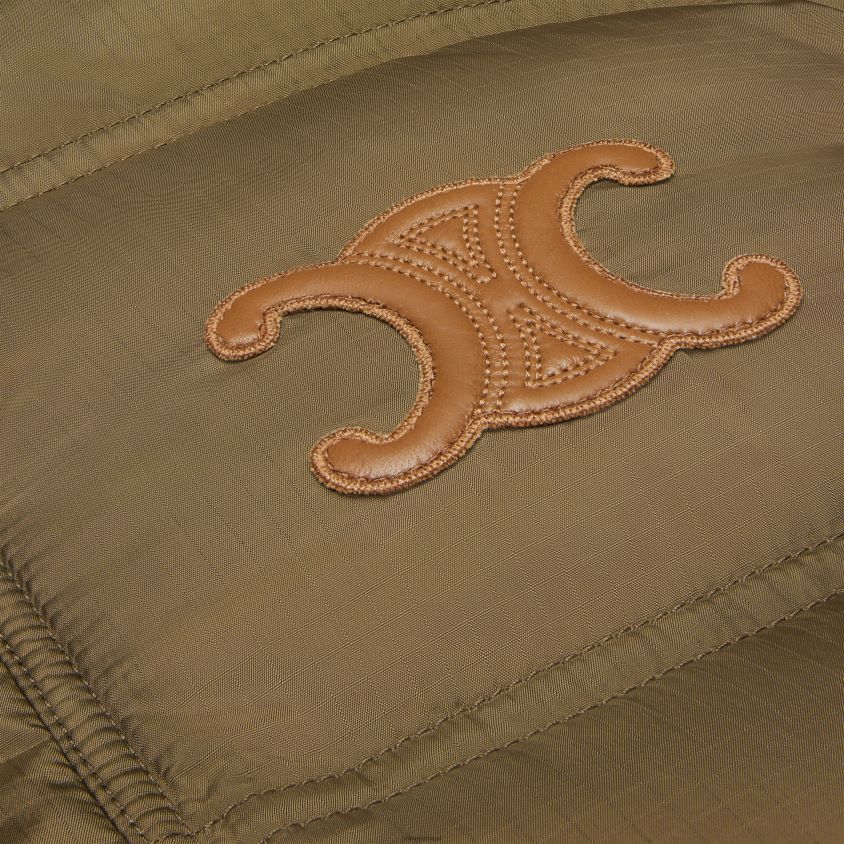 mulheres vestuário CELINE jaqueta triomphe cropped em nylon leve caqui T204R705