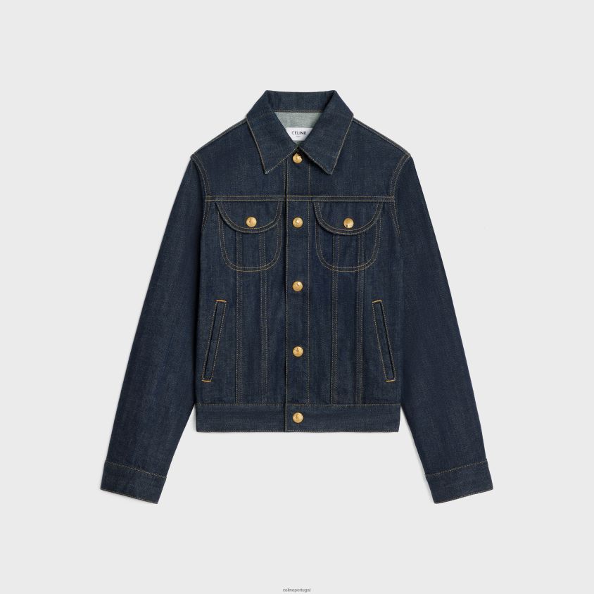 mulheres vestuário CELINE jaqueta trucker em jeans lavado enxaguado T204R733
