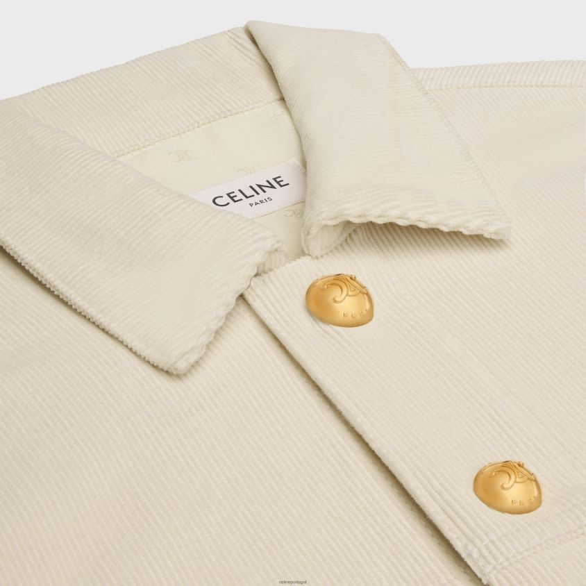 mulheres vestuário CELINE jaqueta trucker em veludo cotelê lavagem crua T204R735