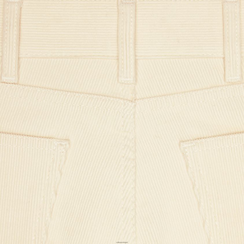 mulheres vestuário CELINE Jane jeans flare em veludo cotelê lavagem crua T204R855