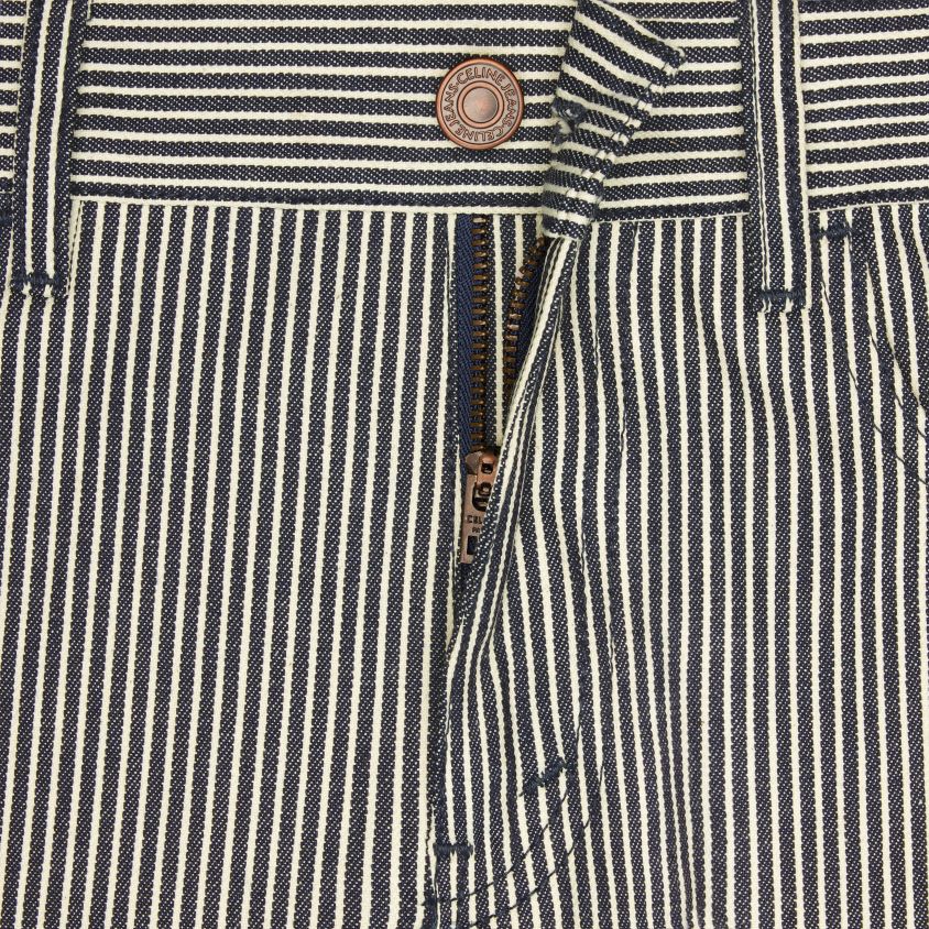 mulheres vestuário CELINE Jane jeans queimado com listras de nogueira enxaguado T204R854