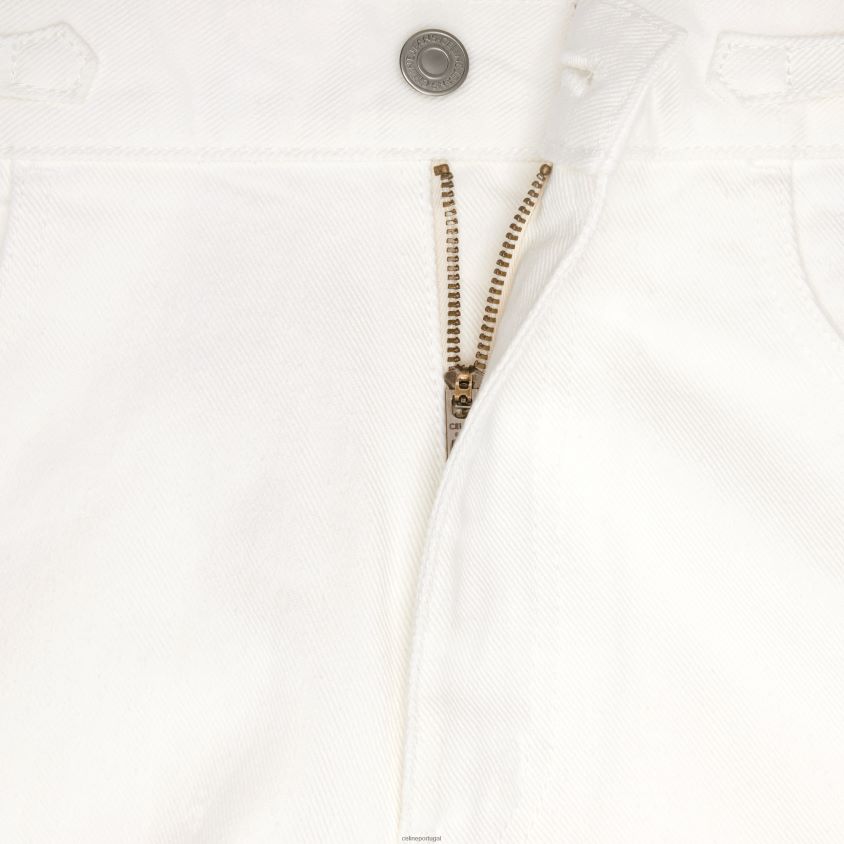 mulheres vestuário CELINE Jane jeans queimado em jeans lavagem branca óptica T204R856