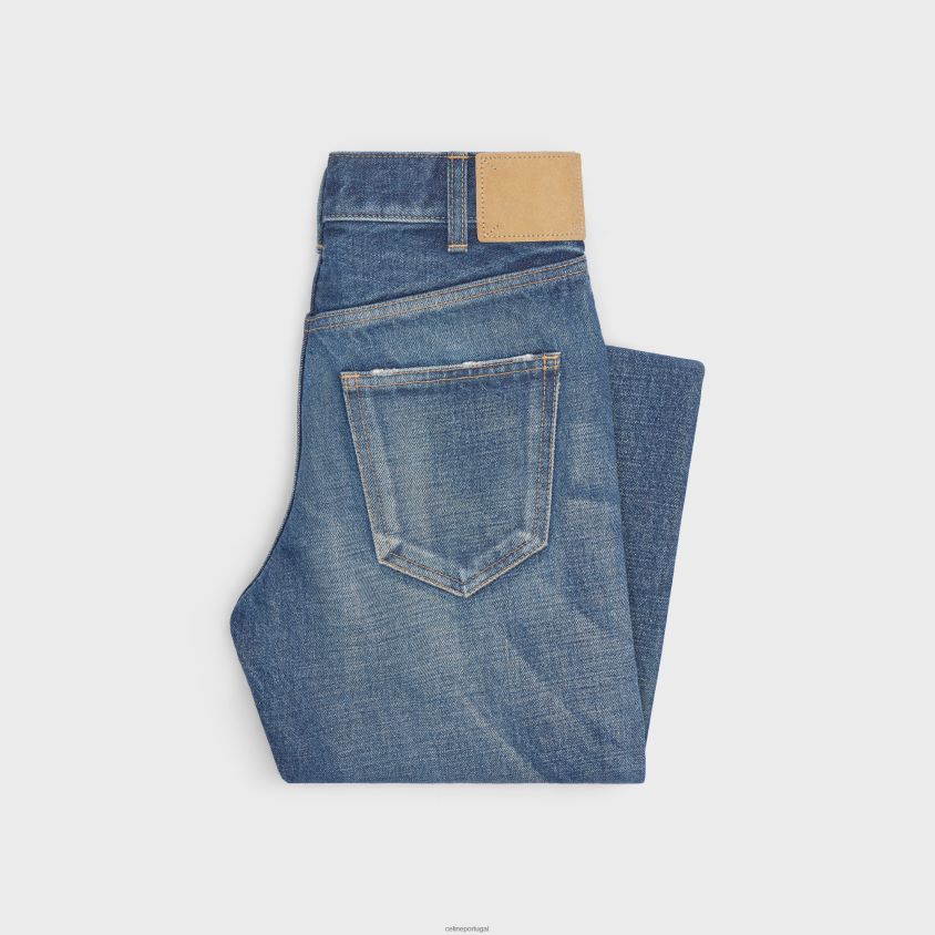 mulheres vestuário CELINE calça jeans flare em sarja jeans lavagem união escura T204R864