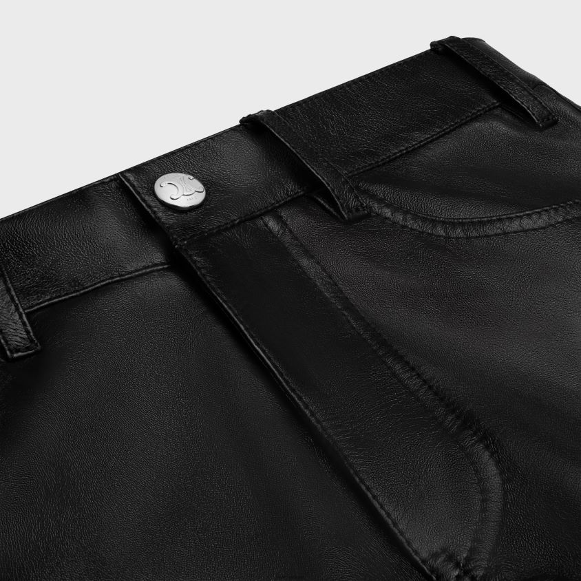 mulheres vestuário CELINE marco jeans em pele de cordeiro macia preto T204R643