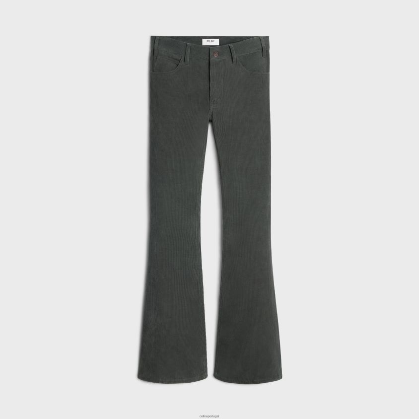 mulheres vestuário CELINE marco jeans em veludo cotelê enxágue de veludo cotelê envelhecido T204R644