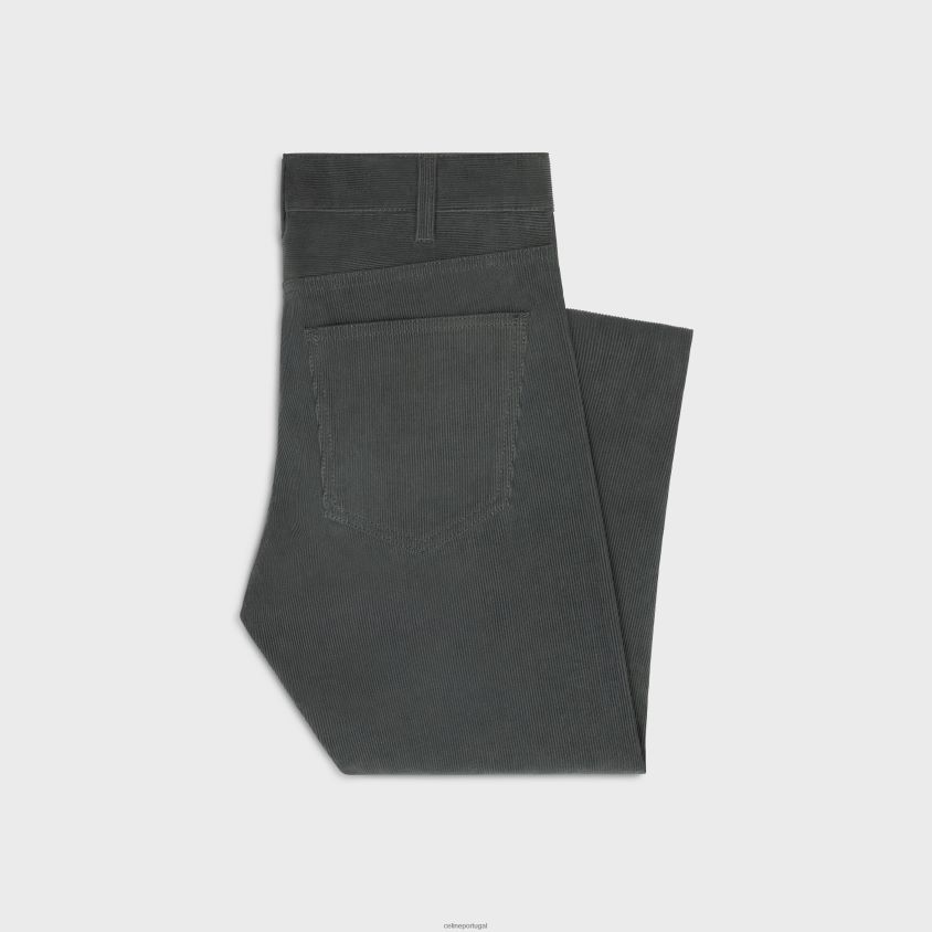 mulheres vestuário CELINE marco jeans em veludo cotelê enxágue de veludo cotelê envelhecido T204R644