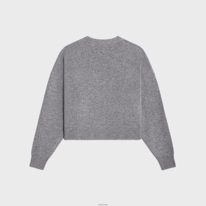 mulheres vestuário CELINE cardigã com gourmettes em caxemira tradicional cinza T204R614