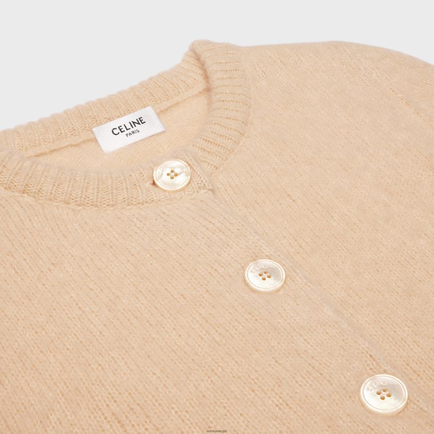 mulheres vestuário CELINE cardigã triomphe em caxemira e seda canudo T204R762