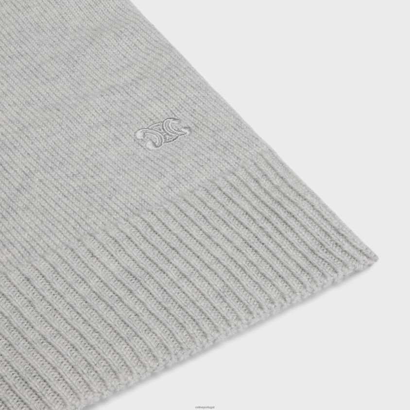 mulheres vestuário CELINE cardigã triomphe em caxemira tradicional cinza claro T204R761