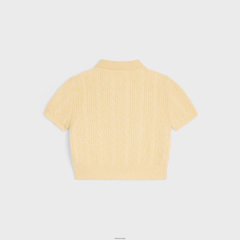 mulheres vestuário CELINE cardigan cropped em caxemira escovada amarelo claro T204R771