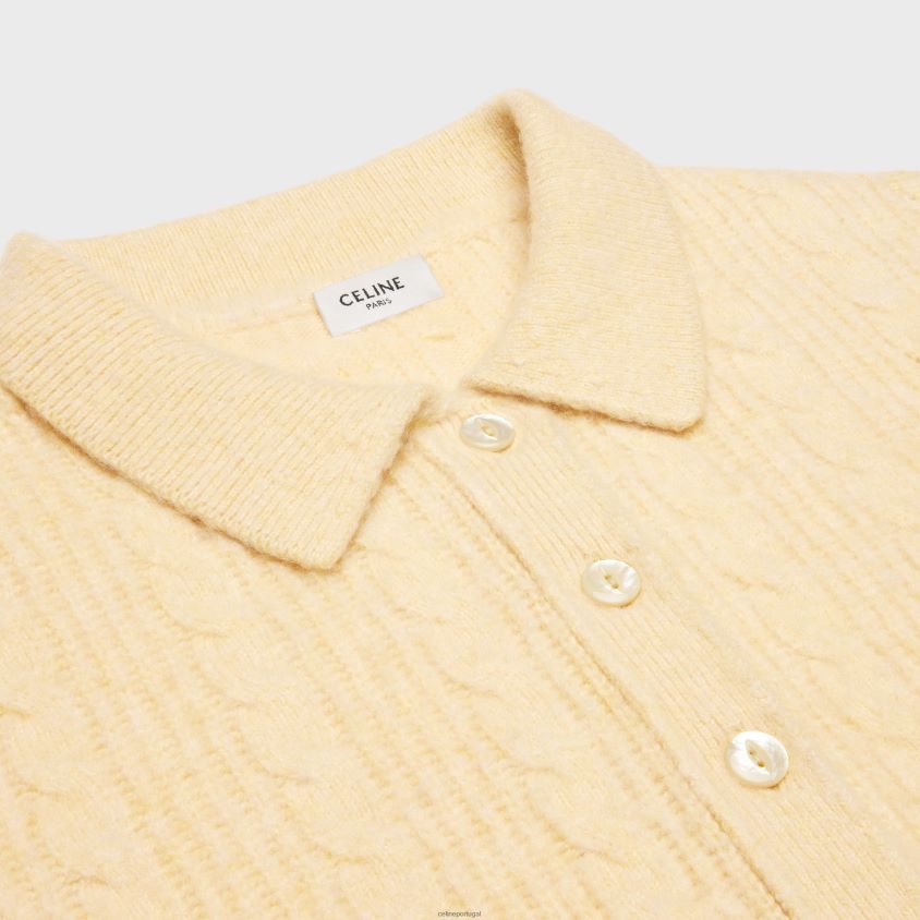 mulheres vestuário CELINE cardigan cropped em caxemira escovada amarelo claro T204R771