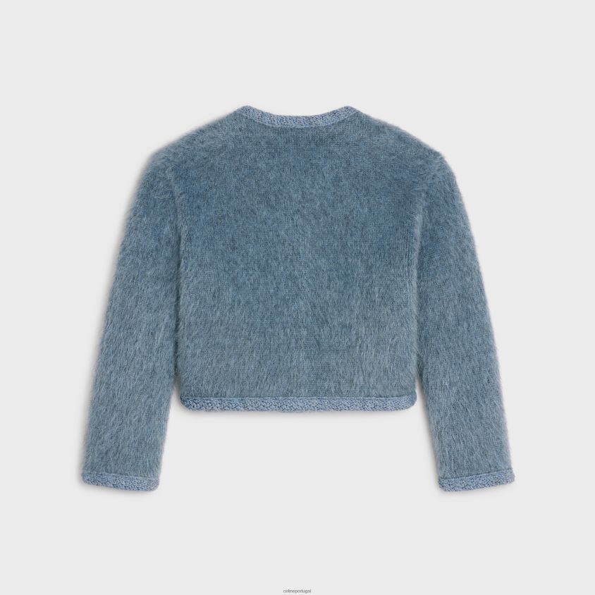 mulheres vestuário CELINE cardigan em mohair escovado azul T204R765