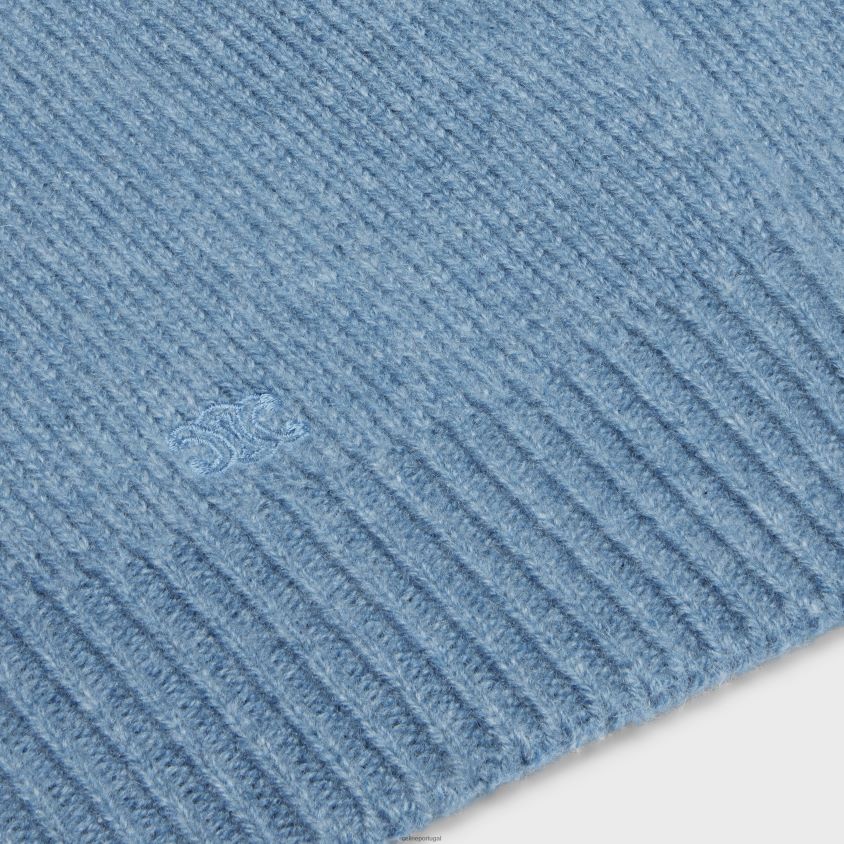 mulheres vestuário CELINE suéter de gola alta em caxemira sem costura azul T204R752