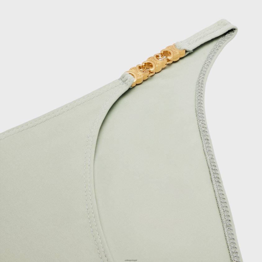 mulheres vestuário CELINE Cueca de maiô triomphe em jersey fosco Vert Amanda T204R908