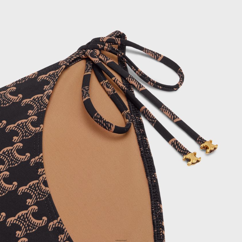 mulheres vestuário CELINE parte inferior do maiô em jersey fosco com monograma caramelo/marrom T204R905