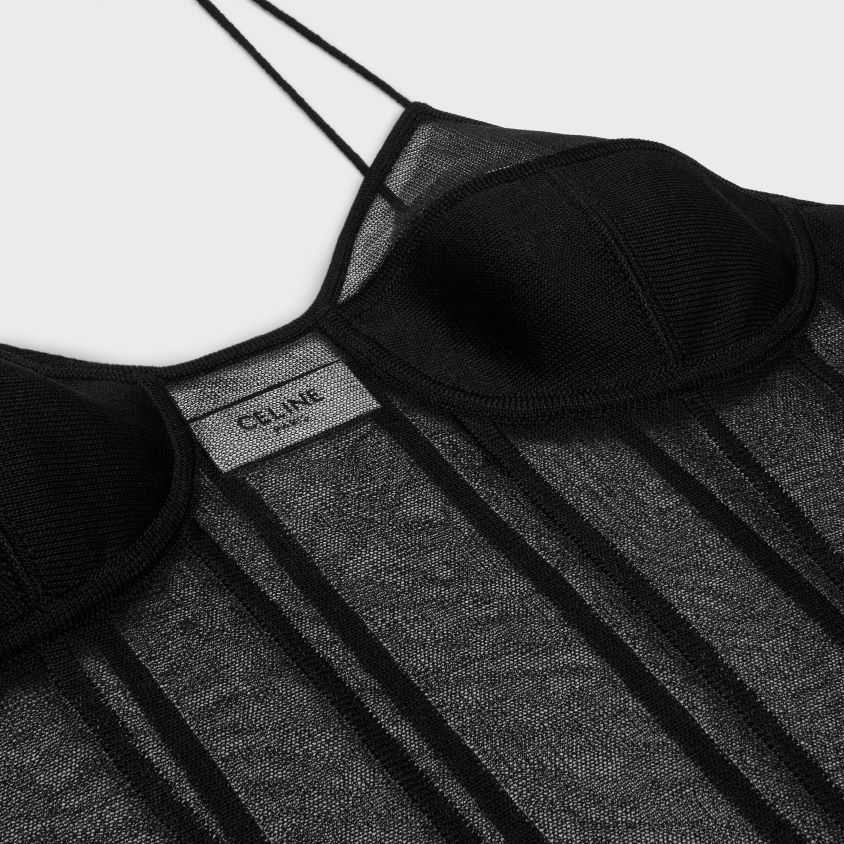 mulheres vestuário CELINE top espartilho em organza de seda preto T204R641