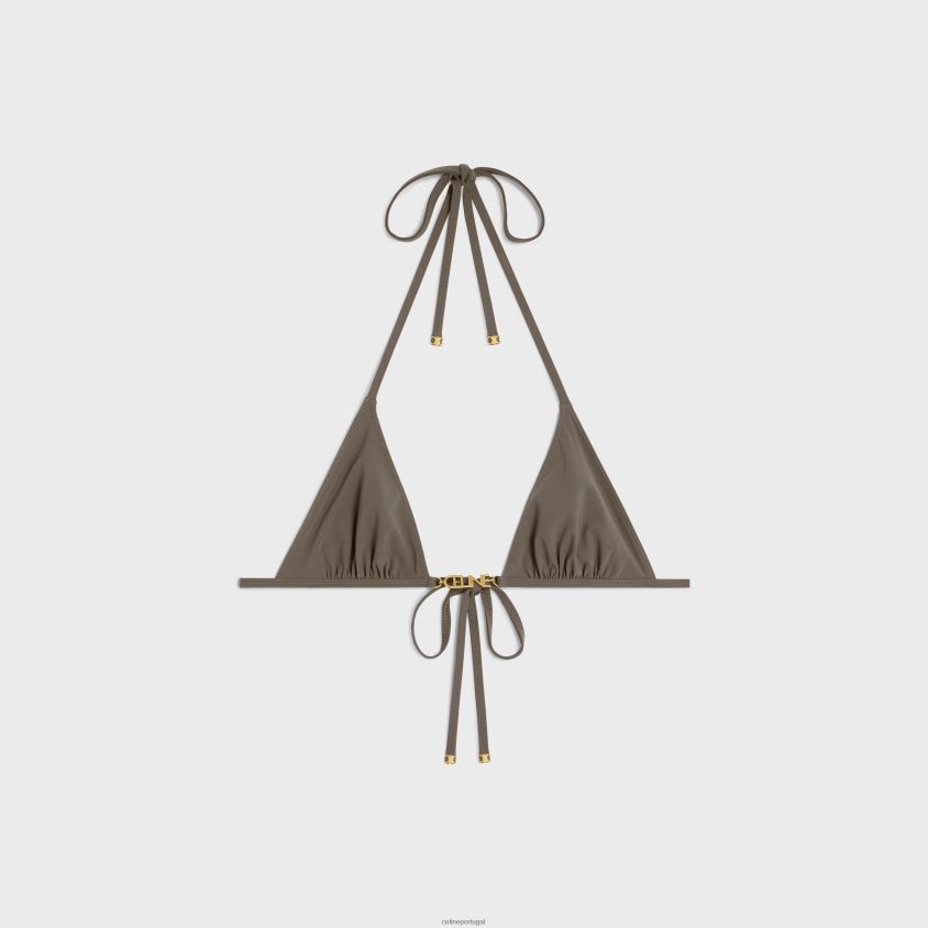 mulheres vestuário CELINE top triangular em jersey fosco Oliva T204R900