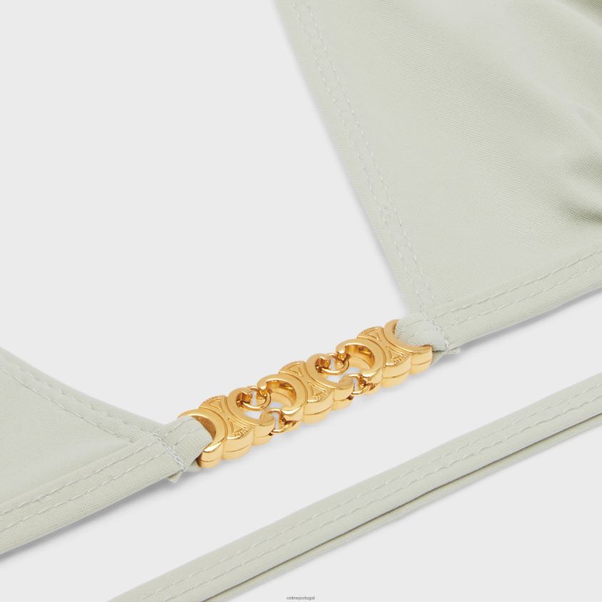 mulheres vestuário CELINE top triangular triomphe em jersey fosco Vert Amanda T204R907