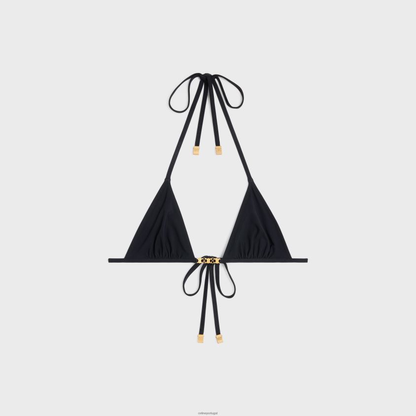 mulheres vestuário CELINE top triangular triomphe em jersey fosco preto T204R898