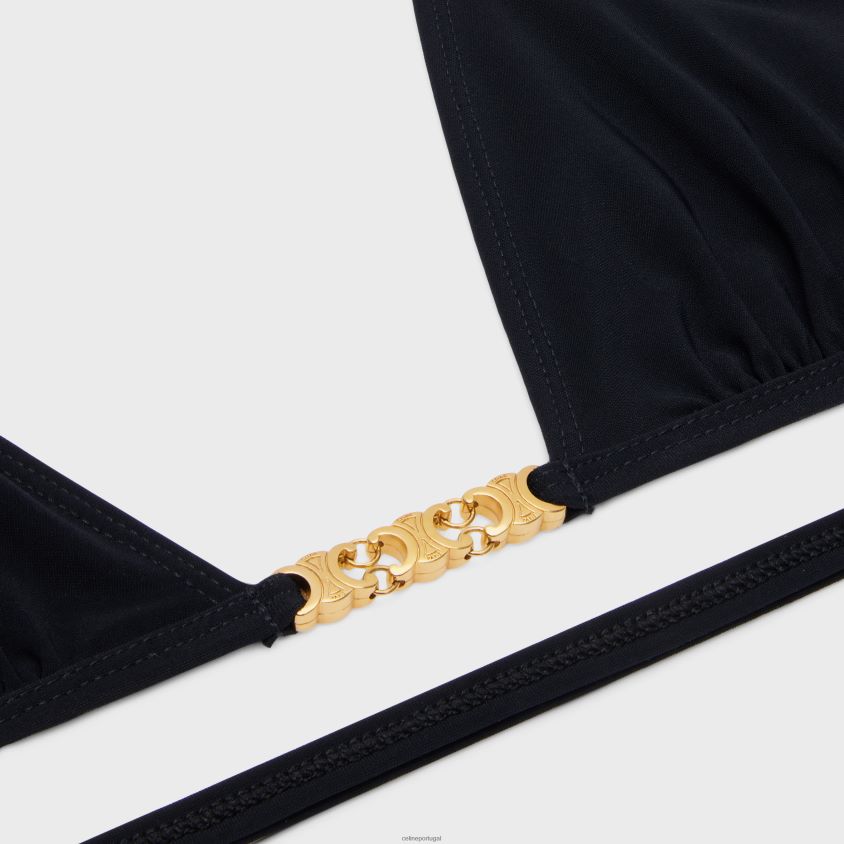 mulheres vestuário CELINE top triangular triomphe em jersey fosco preto T204R898