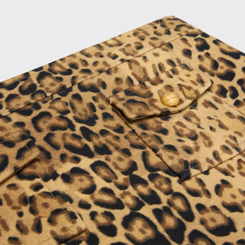 mulheres vestuário CELINE mini saia cai-cai em lã dupla leopardo T204R550