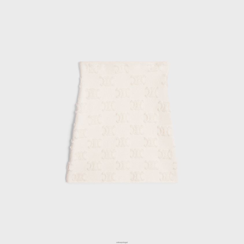 mulheres vestuário CELINE mini saia em boucle de algodão triomphe off white T204R818