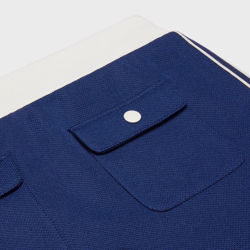 mulheres vestuário CELINE mini saia em jersey texturizado marinho/off white T204R827