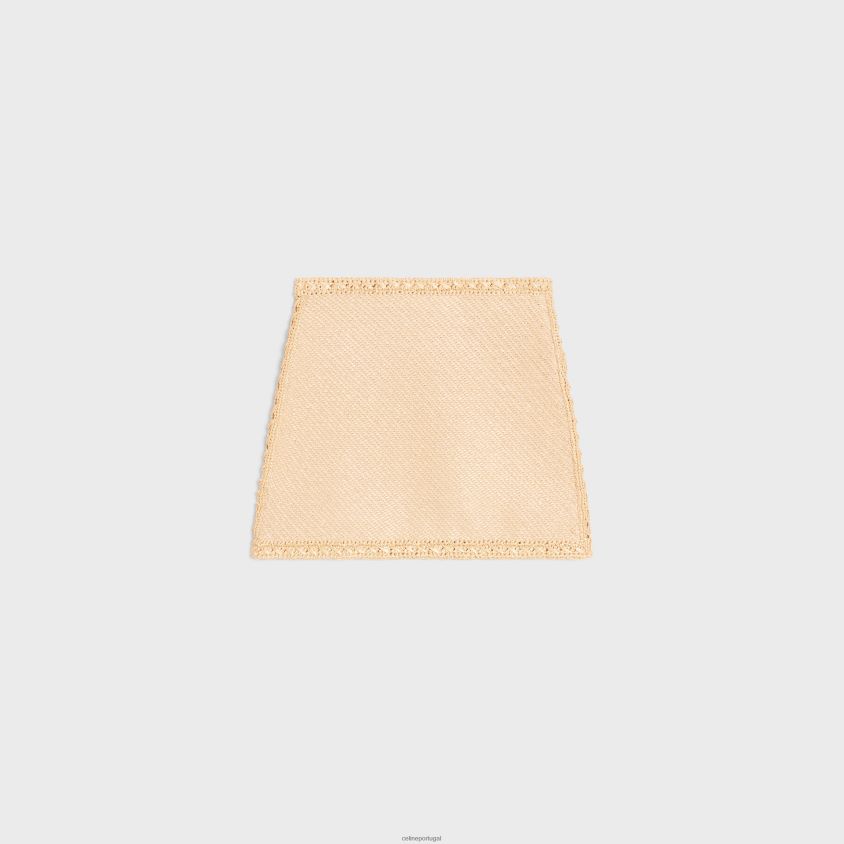 mulheres vestuário CELINE mini saia em ráfia de crochê natural T204R819