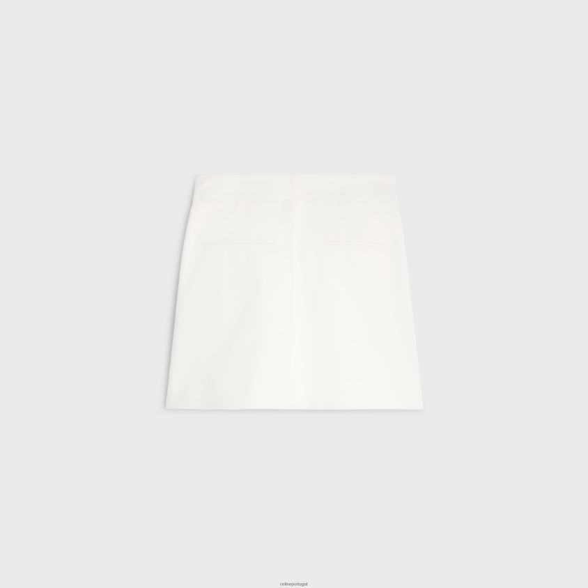 mulheres vestuário CELINE minissaia trapézio para iate em sarja de algodão branco T204R822