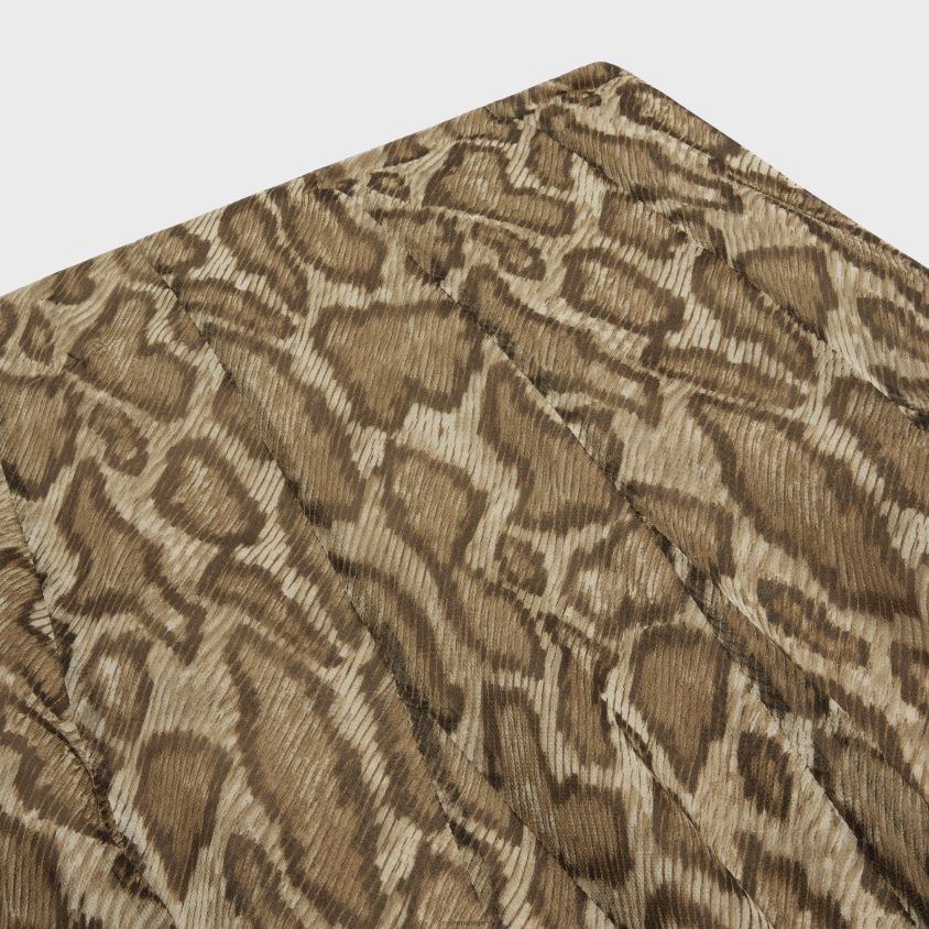 mulheres vestuário CELINE saia plissada em georgette de seda cáqui/marrom T204R809