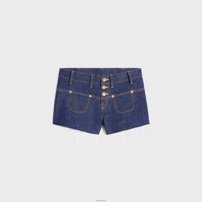mulheres vestuário CELINE mini shorts em jeans lavado enxaguado T204R891
