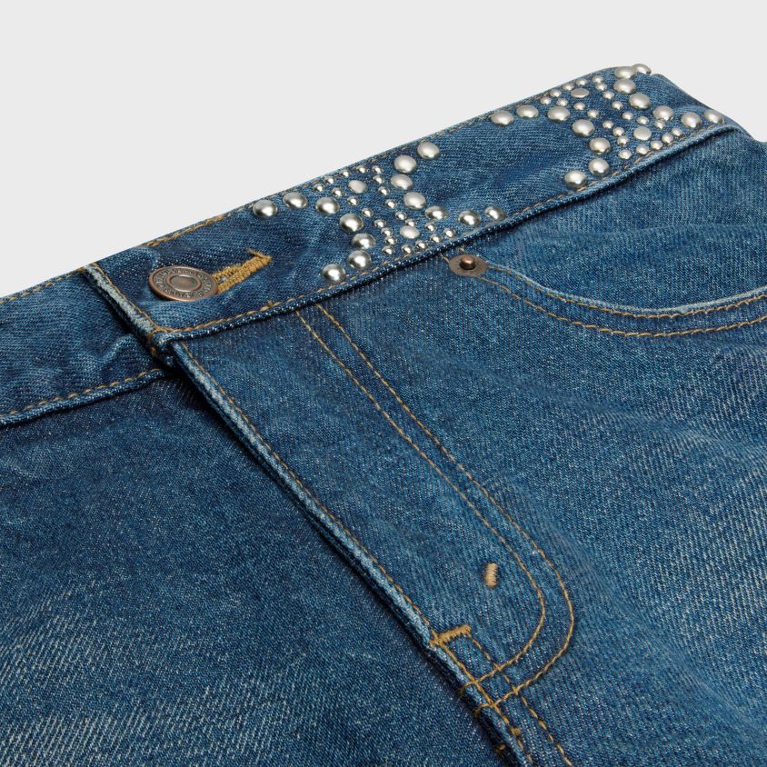 mulheres vestuário CELINE mini shorts em jeans lavagem de união escura limpa T204R892