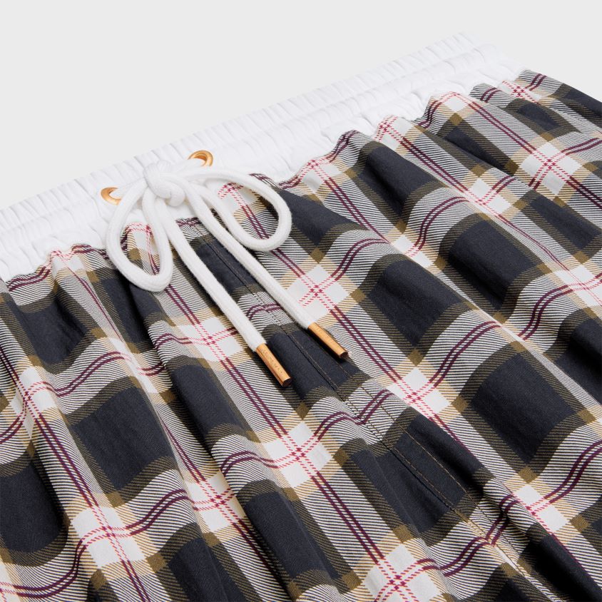 mulheres vestuário CELINE mini shorts panamá xadrez antracite/craie/rouge T204R683