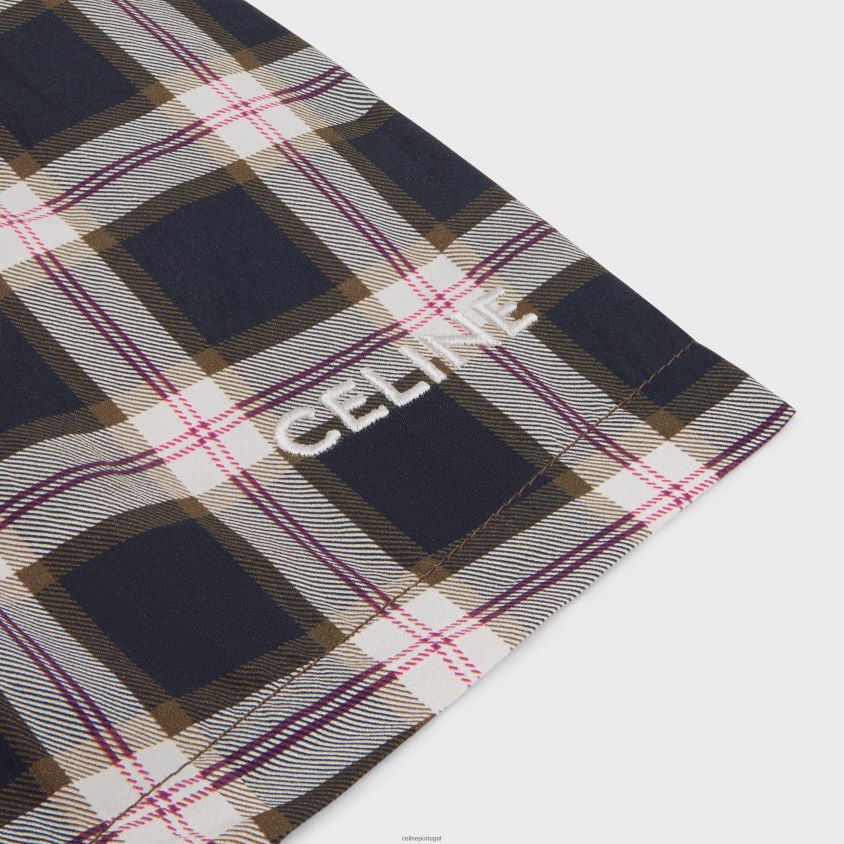 mulheres vestuário CELINE mini shorts panamá xadrez antracite/craie/rouge T204R683