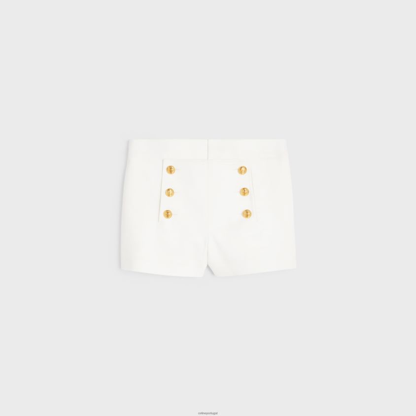 mulheres vestuário CELINE mini shorts para iate em sarja de algodão branco T204R893