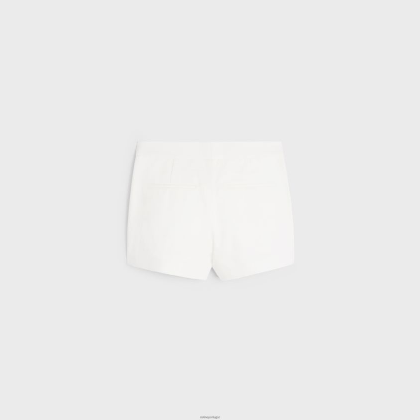 mulheres vestuário CELINE mini shorts para iate em sarja de algodão branco T204R893