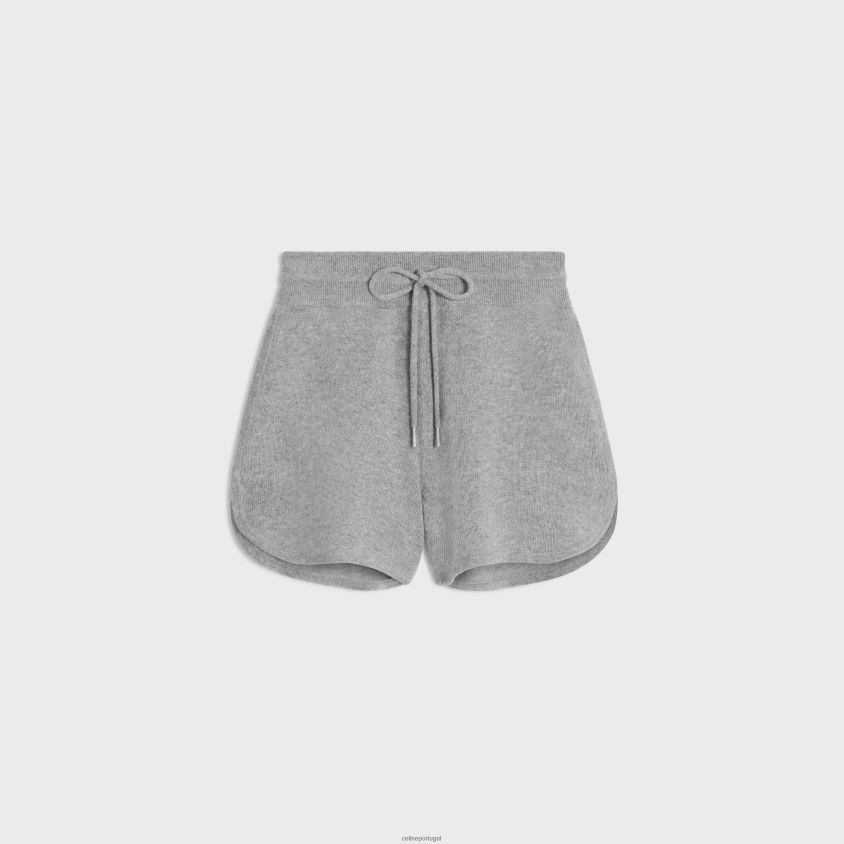 mulheres vestuário CELINE mini shorts triomphe em lã e caxemira cinza claro T204R684