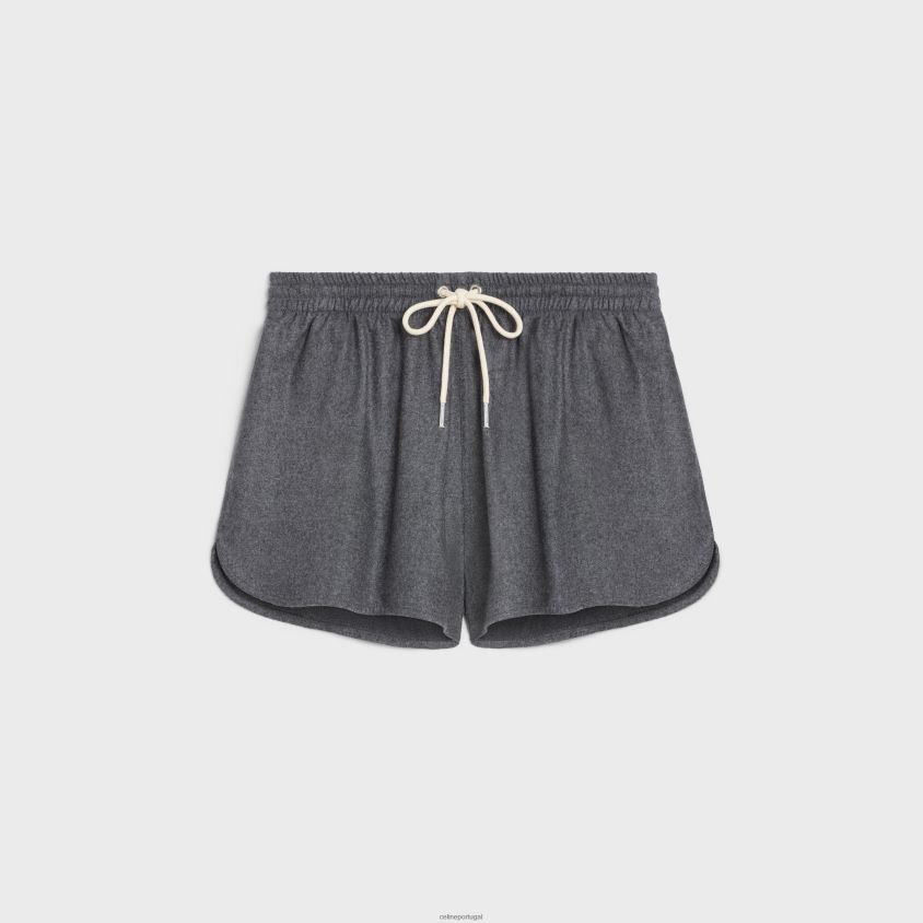 mulheres vestuário CELINE shorts esportivos em flanela de caxemira cinza T204R885