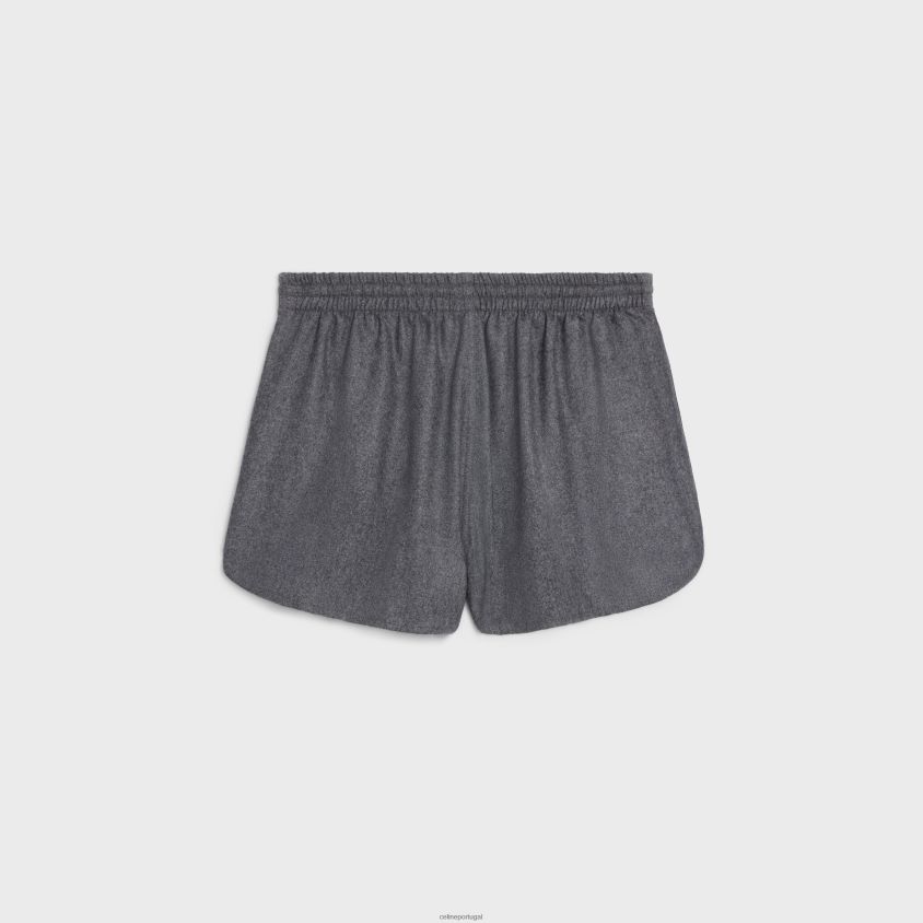 mulheres vestuário CELINE shorts esportivos em flanela de caxemira cinza T204R885