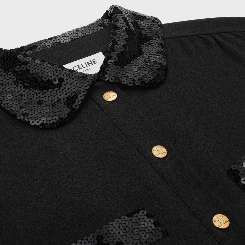 mulheres vestuário CELINE minivestido de trabalho em zibelina de viscose preto T204R652