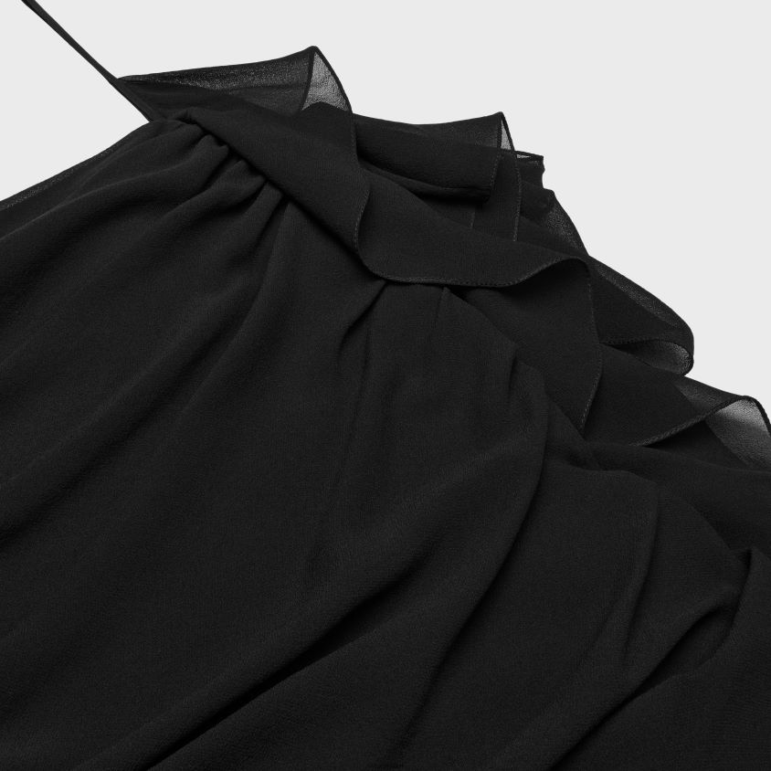 mulheres vestuário CELINE minivestido drapeado em georgette de seda preto T204R794