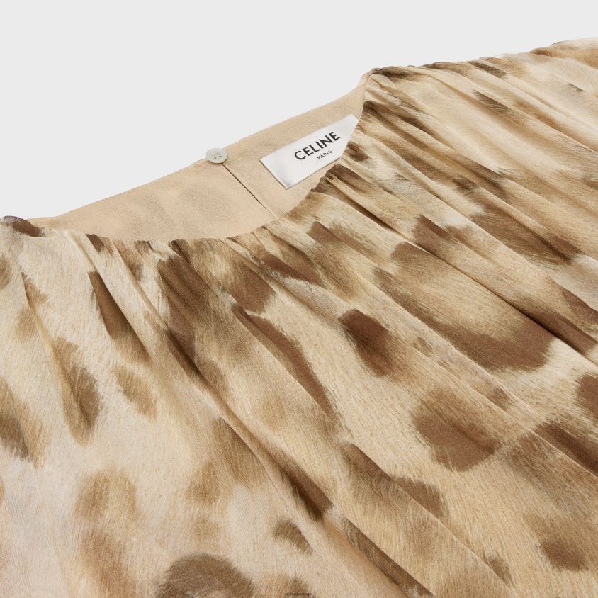 mulheres vestuário CELINE minivestido drapeado em musselina de seda loiro T204R795