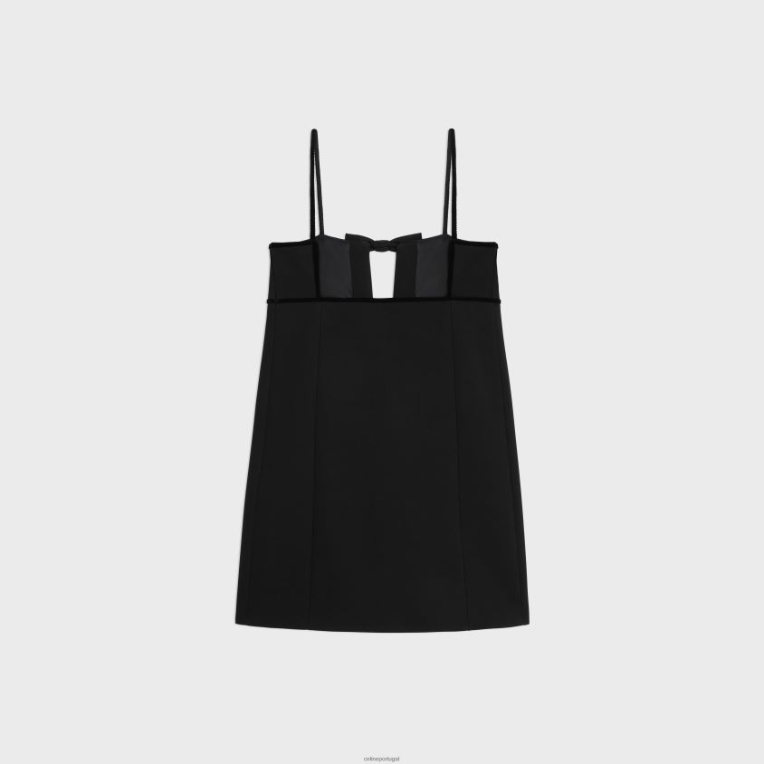 mulheres vestuário CELINE minivestido trapézio em lã dupla preto T204R585