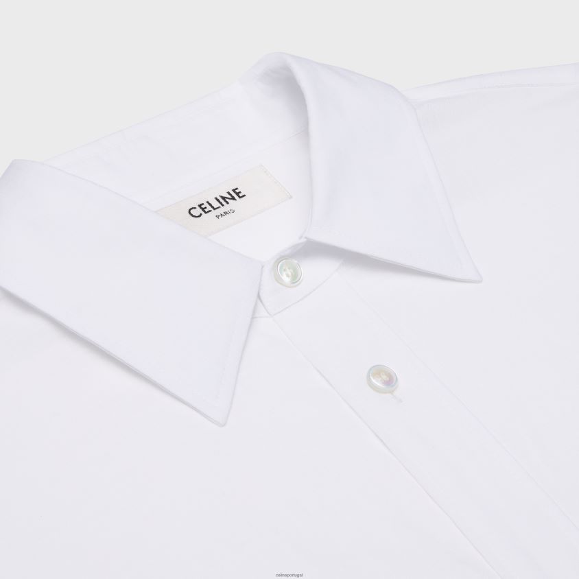 mulheres vestuário CELINE vestido camisa pintor em cambraia de algodão branco T204R798