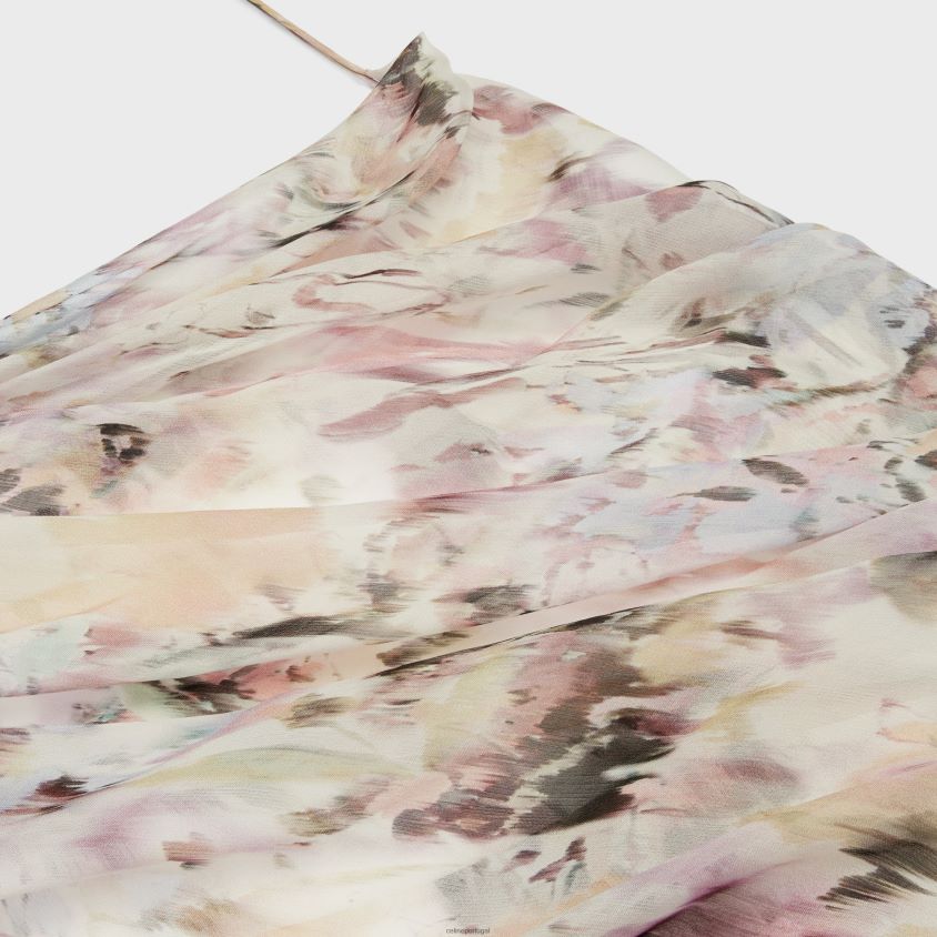 mulheres vestuário CELINE vestido lingerie em musselina de seda craie/pastel T204R807